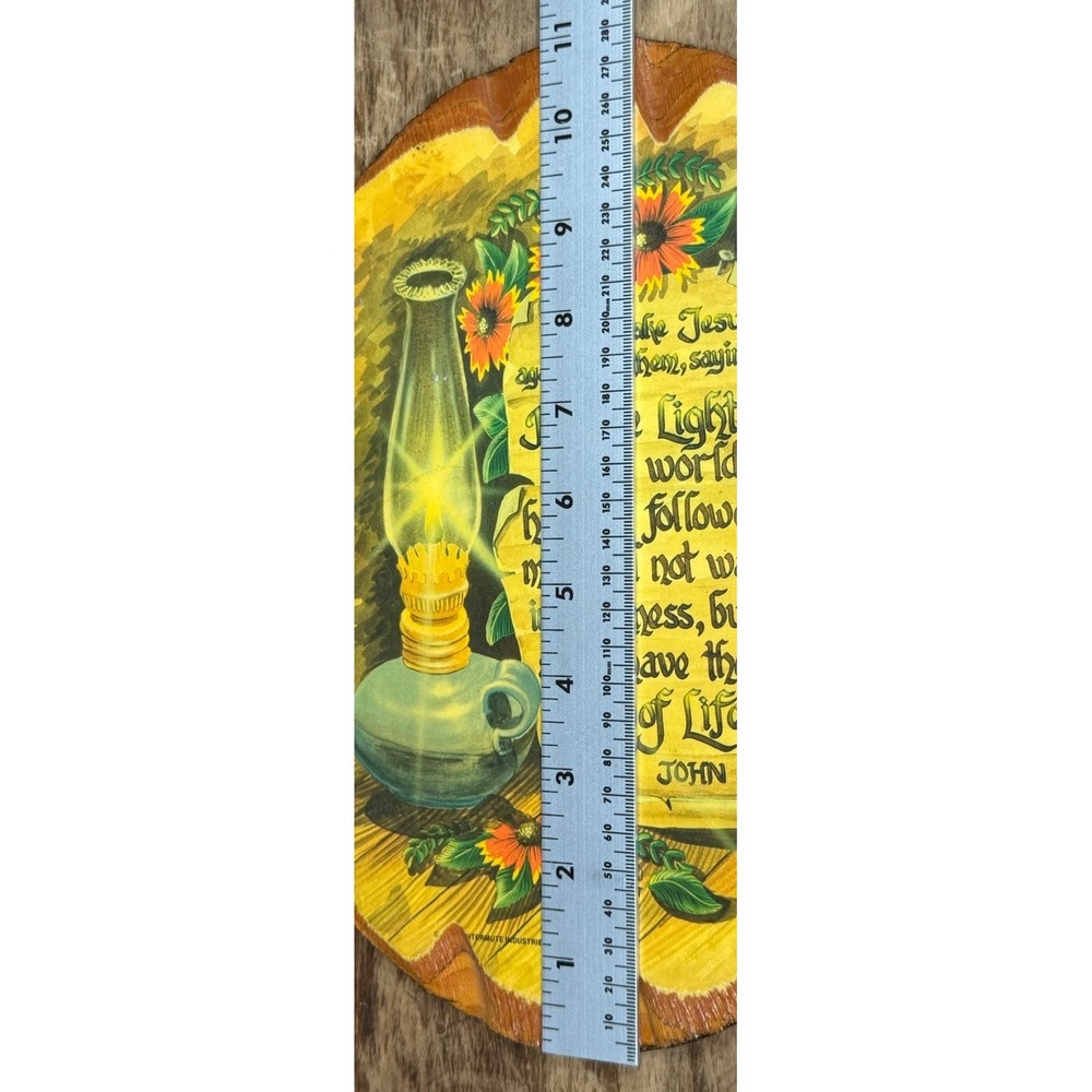 Vintage John 8:12 Wood Slice Wall Plaque Prayer Floral Rustic Cabin Decor - Picture 5 of 6
